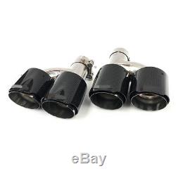 2PCS Left + Right Side Carbon Fiber Exhaust Muffler Tip 63mm-98mm Out Tail Pipe