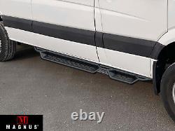 APS Black Side Step Nerf Bars For 10-24 Dodge Mercedes-Benz Sprinter