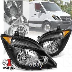 Black/Amber Headlights Pair for 07-13 Dodge/Mercedes-Benz/Freightliner Sprinter