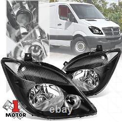 Black/Clear Headlights Pair for 07-13 Dodge/Mercedes-Benz/Freightliner Sprinter