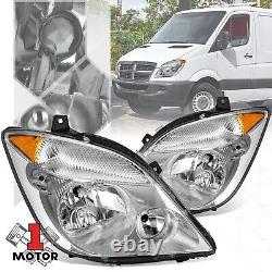 Chrome/Amber Headlights Pair for 07-13 Dodge/Mercedes-Benz/Freightliner Sprinter