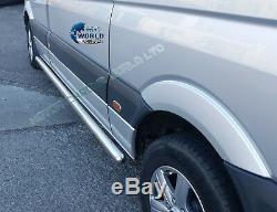 FITS TO MERCEDES SPRINTER & VW CRAFTER CHROME SIDE BARS 70mm 2007-2018 MEDIUM-WB