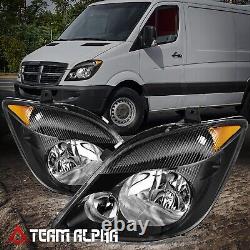 Fits 2007-2013 Dodge Mercedes Benz Freightliner Sprinter Black/Amber Headlights