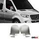 Fits Mercedes Sprinter 2019-2022 Brushed Chrome Side Mirror Cover Caps S. Steel