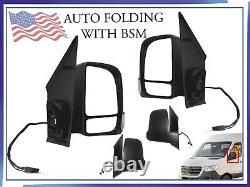 For 2019-2023 Mercedes Sprinter Side View Mirrors Auto Fold W BSM Left Right Set
