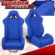 For Jeep Dodge Diy Racing Side Bolster Chair Bucket Seats Blue + Slider Mount