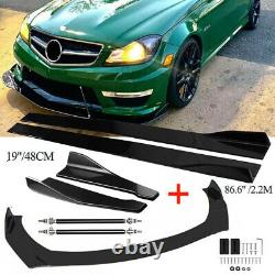 For Mercedes-Benz Car Front Bumper Lip Spoiler Splitter Body Kit + Strut Rods