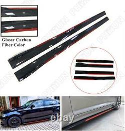 Gloss Carbon Fiber Car Side Skirt Extension Splitter Rocker Panel Body Apron Kit