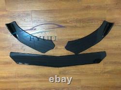 Glossy Carbon Fiber Look Car Side Skirts+Front Bumper Lip Chin Spoilers Body Kit
