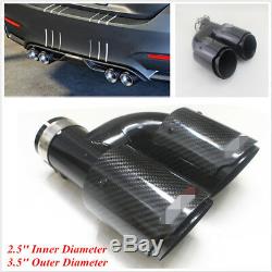 H Shape Glossy Black 2.5-3.5'' Car Dual Pipe Exhaust Muffler Tip Pipe Right Side