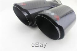 H Shape Glossy Black 2.5-3.5'' Car Dual Pipe Exhaust Muffler Tip Pipe Right Side