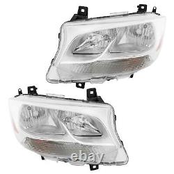 Halogen Headlights Driver +Passenger Side For Mercedes-Benz Sprinter 2019-2022