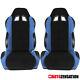 L+r Passenger Side Reclinable Racing Seats Steel Blue/black Fabric Pair+sliders