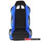 Left Driver Side Black/blue Fabric Reclinable Sport Racing Seat 1pc+sliders