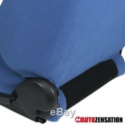 Left Driver Side Reclinable Sport Racing Seat Steel Blue/Black Cloth 1PC+Sliders