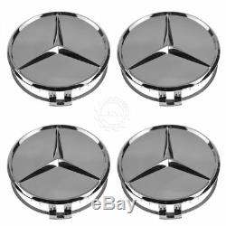 OEM Wheel Center Cap With Raised Star Set of 4 Chrome for Mercedes Benz 66470207