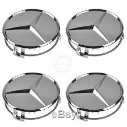 OEM Wheel Center Cap With Raised Star Set of 4 Chrome for Mercedes Benz 66470207