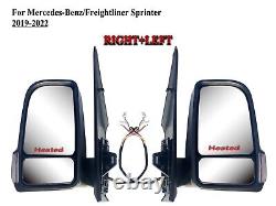 Pair Left+Right Side Door Mirror Power for 19-24 Mercedes/Freightliner Sprinter