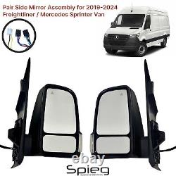 Pair Side Mirror for 2019-2024 Freightliner Mercedes Sprinter with BSM Heated