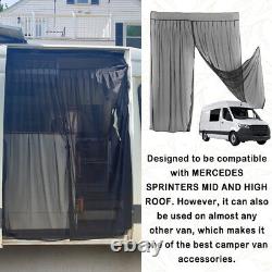 Rear+ Side Door Magnetic Sprinter Van Bug Screen for Mercedes-Benz Mid High Roof