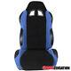 Right Passenger Side Reclinable Racing Seat Steel Blue/black Fabric 1pc+sliders