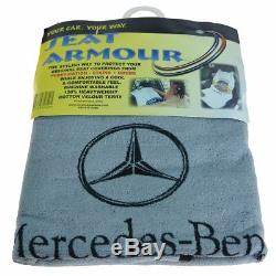 Seat Towel Cover Gray Terry Cloth Seat Armour with Logo Pair for Mercedes Benz New