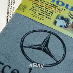 Seat Towel Cover Gray Terry Cloth Seat Armour with Logo Pair for Mercedes Benz New