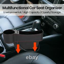 Set (2 Pcs) Car Seat Console Gap Filler Side Organizer Box With USB interface