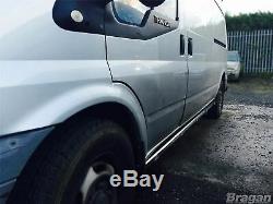 To Fit 14-18 Mercedes Sprinter MWB 2 Stainless Steel Side Bars + 5x White LED