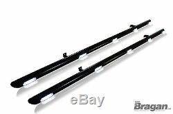 To Fit 2006 2014 Mercedes Sprinter SWB Black Side Bars Tubes + White LEDs