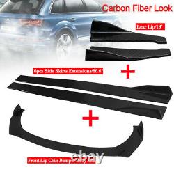 Universal Carbon Fiber Look Car Front Bumper Lip Splitter Side Skirt Rear Lip