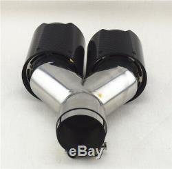 Universal Real Carbon Fiber Car Exhaust Dual TWIN End Tips 2.5''-3.5'' Left Side