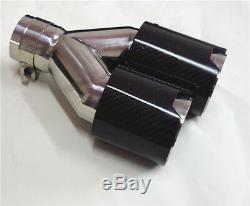 Universal Real Carbon Fiber Car Exhaust Dual TWIN End Tips 2.5''-3.5'' Left Side