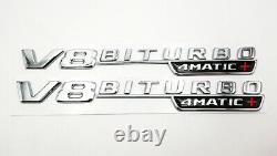 V8 BiTurbo 4Matic+ Emblem Side Fender 3D Chrome Badge Mercedes Benz AMG CL63 E63