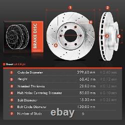 2x Rotors de frein avant percés pour Dodge Sprinter 2500 Mercedes-Benz Freightliner