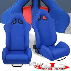 Pour Gmc Sport Style De Camion Suv Racing Seat Bucket Blue Chair + Curseur À Montage Latéral
