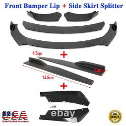 Universal Carbon Fibre Look Front Bumper Spoiler Kit Corps/side Jupe/rear Lip