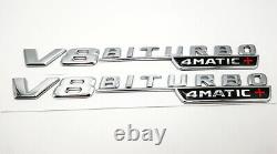 V8 Biturbo 4matic+ Emblem Côté Fender 3d Chrome Insigne Mercedes Benz Amg Cl63 E63